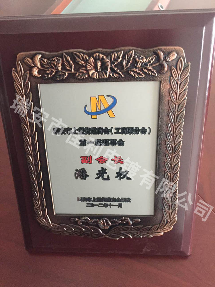 瑞安市上望街道商會(huì)證書(shū)